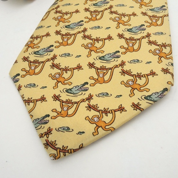 Hermes Other - • Hermès • Mens Monkey & Alligator Tie Yellow